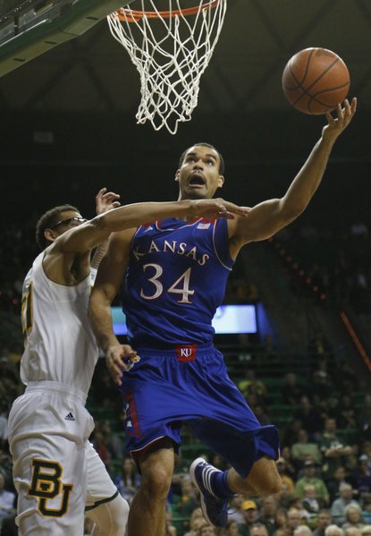 Kansas forward Perry Ellis puts up a shot against Baylor center Isaiah Austin during the first half on Tuesday, Feb. 4, 2014 at Ferrell Center in Waco, Texas.
