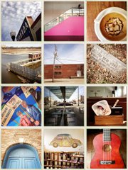 This collage illustrates the hallmarks of Lawrence's downtown cultural district. First Row: The Granada Theater, Lawrence Arts Center, Aimee's Coffee Shop, Second Row: Bowersock Mills and Power Company, SeedCo Studios in the Warehouse Arts District, Site of Langston Hughes' home, Row Three: The East Lawrence Waltz mural, Pachamama's, St. Luke's A.M.E. Church, Row Four: Turnhalle Building, Wonder Fair Art Gallery, Americana Music Academy.