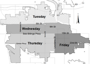 A map of the proposed trash routes for the city. The new routes are scheduled to begin on May 6. Photo: City of Lawrence
