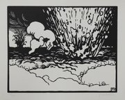 One of six woodcuts from the portfolio “C’est la Guerre!” (“This is War!” or “Such is War!”) by the artist Félix Vallotton. First published in 1917, the piece is part of a collection donated by Eric Carlson. Image courtesy of Spencer Museum of Art.
