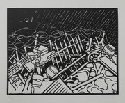 One of six woodcuts from the portfolio “C’est la Guerre!” (“This is War!” or “Such is War!”) by the artist Félix Vallotton. First published in 1917, the piece is part of a collection donated by Eric Carlson. Image courtesy of Spencer Museum of Art.