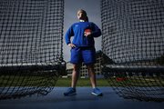 Kansas discus thrower Jessica Maroszek, pictured Friday, June 6, 2014, outside Memorial Stadium, will compete at the NCAA Outdoor Track and Field Championships on Thursday in Eugene, Oregon.