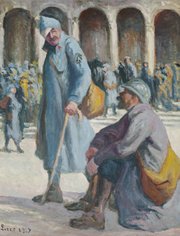 This 1917 untitled painting by Maximilien Luce of wounded soldiers arriving in Paris is part of a World War I exhibit at the Spencer Museum of Art.