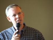Democratic gubernatorial candidate Paul Davis speaks at a rally Saturday during the Kansas Democratic Party's annual Demofest convention in Wichita.