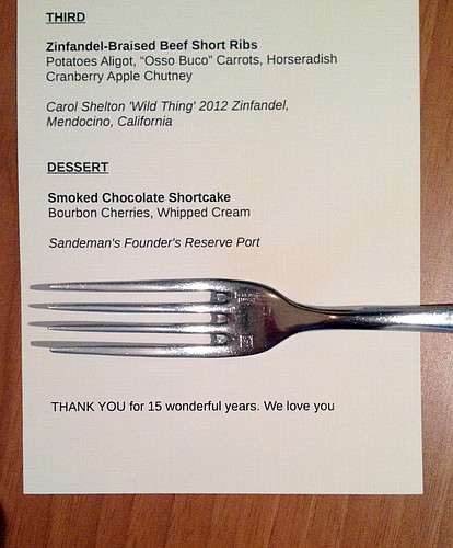 Valentine's Day menu