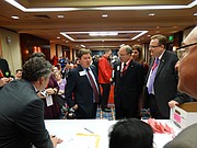 State Rep. Mark Kahrs, right, R-Wichita, defeated Johnson County businessman Chad Bettes Saturday to become the Kansas Republican Party's next national committeeman. Kahrs pledged to be unbending in defense of the state party's opposition to abortion and same-sex marriage.