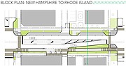 The rearrangement of a stretch of Ninth Street from New Hampshire to Rhode Island streets is shown in this rendering from an East Ninth concept design document dated March 25, 2016. This block of the street narrows from three lanes to two lanes.