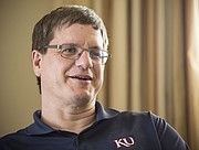 Brian McClendon talks with the Lawrence Journal-World on Wednesday, April 12, 2017, at the News Center. McClendon, a Lawrence native and University of Kansas graduate, was previously a vice president at Uber and Google, and co-founded Google Earth.