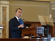 Gov. Jeff Colyer addresses a joint session of the Kansas Legislature on Wednesday, Feb. 7, 2018, one week to the day after being sworn in as the state's 47th governor.