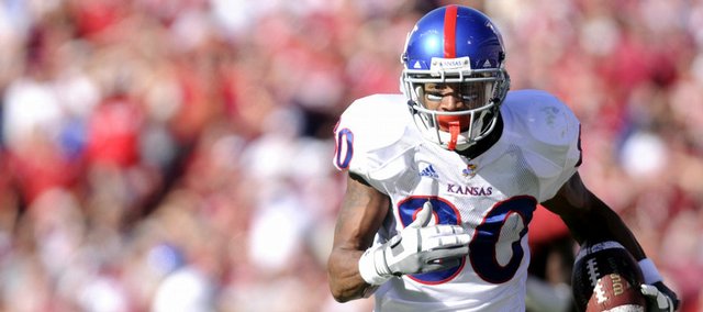 Kansas University wide receiver Dezmon Briscoe had a career day on Saturday against Oklahoma. He caught 12 passes for 269 yards and two touchdowns.
