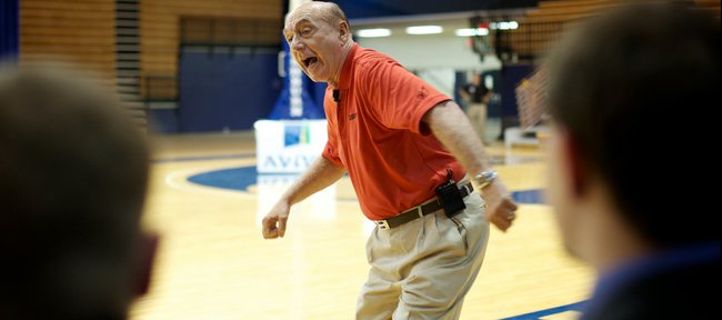 ESPN college basketball analyst Dick Vitale speaks at Washburn University’s Lecture Series at Lee Arena in this file photo. Vitale has picked KU to finish fifth in the Big 12 this season.