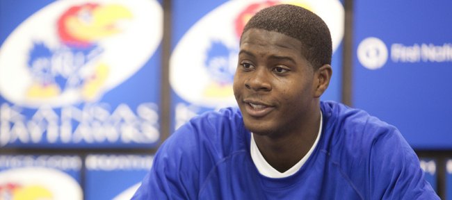 Kansas University freshman Josh Selby talks with media members in this June 8, 2010 file photo, a day after his arrival in Lawrence. Selby was listed as one recruit connected with violations made by Tennessee coach Bruce Pearl.