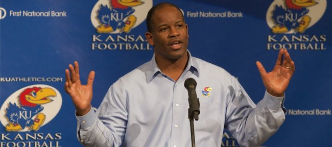 Kansas football coach Turner Gill discusses the recruiting class of 2011, which was labeled the 34th-best class in the country, according to Rivals.com. Gill announced the class in a news conference on Wednesday, Feb. 2, 2011 at Mrkonic Auditorium.