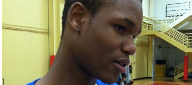 Ben McLemore meets with the media after announcing his decision to attend Kansas University on Sunday, April 3, 2011.