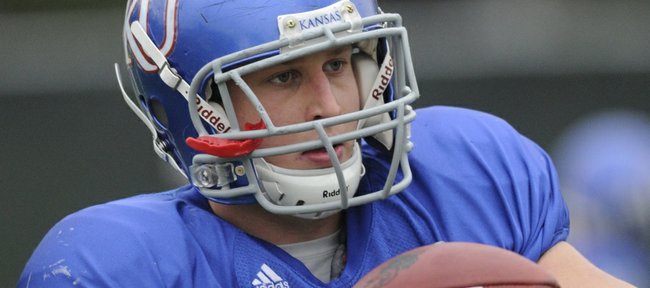 Kansas tight end Tim Biere (86) during football practice Monday, April 25, 2011 at the  practice field.