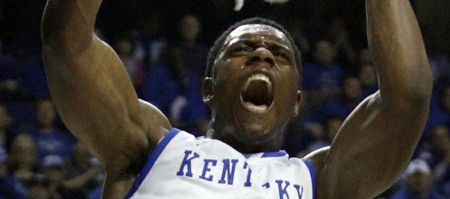 Kentucky’s Terrence Jones dunks during the first half of a college basketball exhibition game against Morehouse in Lexington, Ky., on Monday, Nov. 7, 2011.
