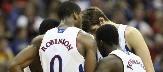 The Jayhawks try to pull it together against Baylor during the second half on Friday, March 9, 2012.