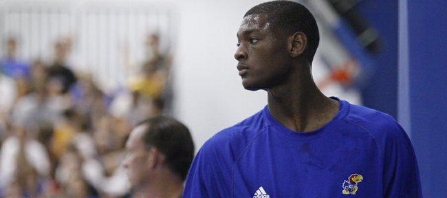 Kansas University newcomer Milton Doyle works out with the Jayhawks for the first time during Bill Self's basketball camp on Monday, June 18, 2012, at the Horejsi Center.