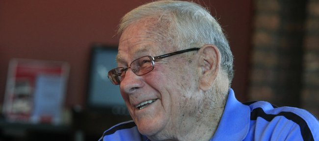 Former Kansas baseball coach Floyd Temple talks about his years of coaching the Jayhawks in this 2009 file photo. Temple died Friday at age 85.