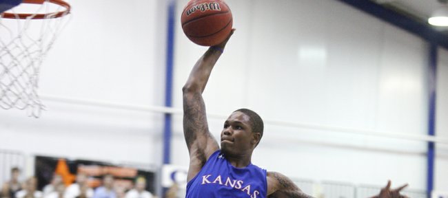 Kansas guard Ben McLemore elevates for a jam during a scrimmage on Wednesday, June 20, 2012, at the Horejsi Center. 