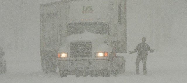 Image result for semi in a snow storm