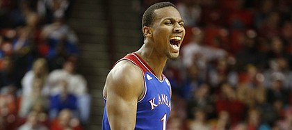 Kansas guard Wayne Selden lets out a roar after a three-pointer against Oklahoma during the second half on Wednesday, Jan. 8, 2013 at Lloyd Noble Center in Norman, Oklahoma.
