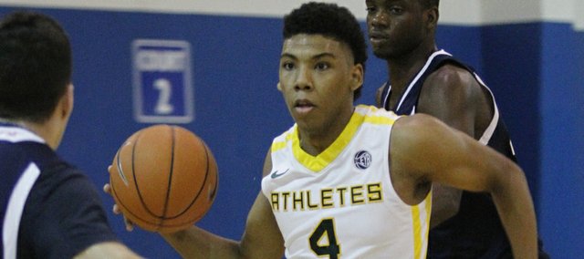 Kansas University recruit Allonzo Trier plays for the Athletes First AAU team against the Florida Flash during a game at the Sunflower Showcase, Thursday, July 24, 2014, in Shawnee.