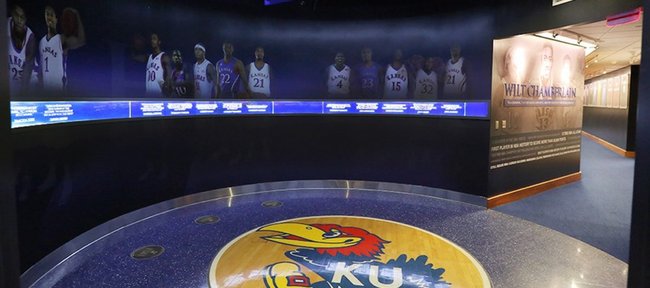 The rotunda entrance to the Kansas University basketball locker room has a new look.