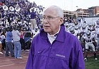 Kansas State head coach Bill Snyder leads his Wildcats on to the field before taking on Kansas Thursday, Oct. 14, 2010 at Memorial Stadium.