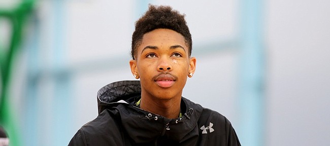 Brandon Ingram of Kingston High School in Kingston, North Carolin, is seen before the Three-Point Contest in the Under Armour Elite 24 Skills Competition on Friday, August 22, 2014, in New York.