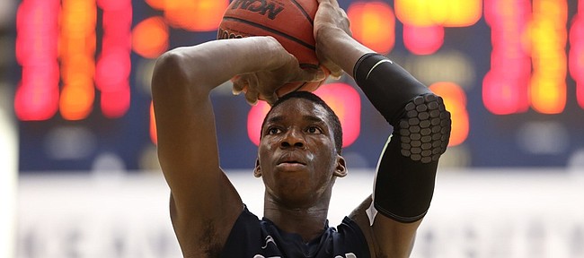 Our Savior New American’s Cheick Diallo (13) shoots a free throw against Linden during a high school basketball game in February in Kean, New Jersey. Diallo committed to Kansas University last week. 