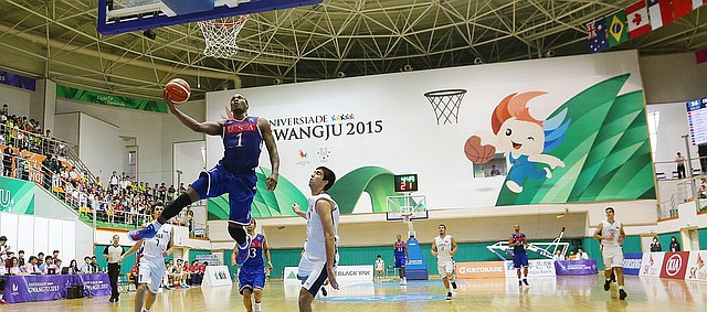 Kansas guard Wayne Selden Jr. (1) drives to the basket in a 106-41 Team USA win against Chile Tuesday, July 7, at the World University Games in South Korea.