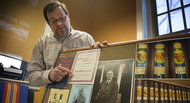 Michael Zogry, KU associate professor in the department of religious studies, who discovered the only known audio recording of James Naismith, talks about some of the many items in his Naismith collection. 
