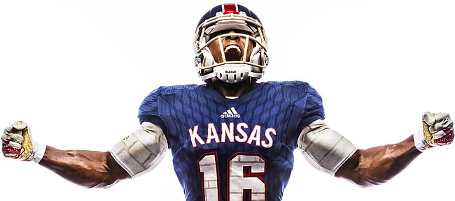 Kansas football and adidas unveiled new "limestone" alternate uniforms for the Jayhawks on Wednesday. KU will wear the new uniforms and helmets, inspired by the "Rock Chalk" chant, Oct. 22, versus Oklahoma State.