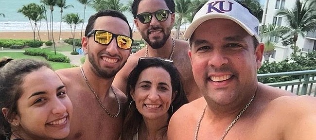 The Montero family, from left to right, Patricia, Jaime, Vanessa, Efrain Jr., and Efrain Sr., snapped this scenic family photo during a recent vacation. With all four of her family members waiting out the recent hurricanes in Puerto Rico, Kansas volleyball sophomore, Patricia, waited for news from home while maintaining her regular routine with the 12th-ranked KU volleyball team. 