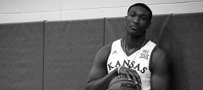 New Kansas commitment David McCormack, the No. 2-ranked center in the 2018 recruiting class, recently posted this picture of himself decked out in KU gear from his unofficial visit this summer. McCormack orally committed to KU on Sunday evening on live television in Virginia. 