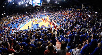The pregame men's basketball crowd at Allen Fieldhouse is shown in this file photo from Dec. 2, 2009.