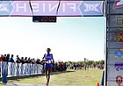 For the second year in a row, Kansas junior Sharon Lokedi, shown here crossing the finish line, won the Big 12 Championship women’s cross country individual title on Saturday, Oct. 28, 2017, in Round Rock, Texas, becoming just the fourth female in Big 12 history to win multiple championships. 