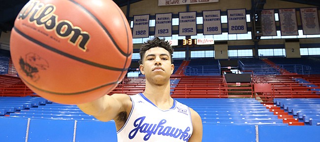 Five-star guard Quentin Grimes, from The Woodlands, Texas, signed a National Letter of Intent to play men's basketball at the University of Kansas on Wednesday, Nov. 15, 2017. 