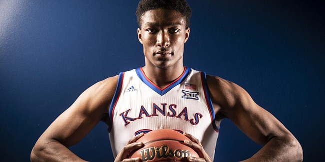 Kansas forward David McCormack pictured on Media Day, Wednesday, Oct. 10, 2018 at Allen Fieldhouse.
