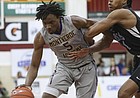 Montverde's Precious Achiuwa #5 in action against NSU University School in a Boys Quarterfinal game at the Geico High School Basketball Nationals in the Queens borough of New York on Thursday, April 4, 2019. (AP Photo/Gregory Payan)