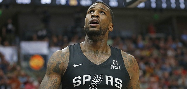 San Antonio Spurs forward Thomas Robinson looks to the basket during the first half of the team's NBA summer league basketball game against the Utah Jazz on Wednesday, July 3, 2019, in Salt Lake City.
