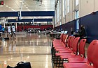 Seating reserved for college coaches at this weekend's Hardwood Classic AAU event at Sports Pavilion Lawrence was utilized less than in recent years because of new rules put in place by the NCAA for Division I coaches. 