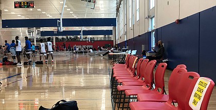 Seating reserved for college coaches at this weekend's Hardwood Classic AAU event at Sports Pavilion Lawrence was utilized less than in recent years because of new rules put in place by the NCAA for Division I coaches. 