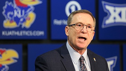 University of Kansas Athletic Director Jeff Long is pictured in this Feb. 2, 2019, file photo.