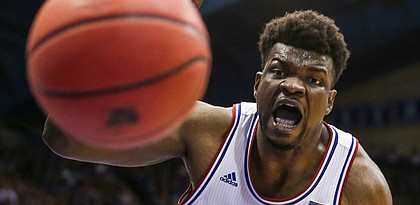 Kansas center Udoka Azubuike (35) chases down a ball during the second half, Wednesday, March 5, 2020 at Allen Fieldhouse.