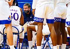 Kansas head coach Bill Self lays into the Jayhawks after a stretch of sloppy play during the first half, Saturday, Jan. 9, 2021 at Allen Fieldhouse.