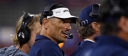 Nevada coach Jay Norvell watches his team on their winning drive against Fresno State during the second half of an NCAA college football game in Fresno, Calif., Saturday, Nov. 23, 2019. (AP Photo/Gary Kazanjian)
