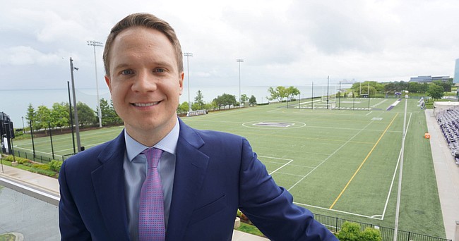 Newly named University of Kansas Athletic Director Travis Goff, is shown at his former school, Northwestern, where he served as the Wildcats' Deputy AD since 2012. Goff graduated from KU in 2002 and was hired by KU Chancellor Douglas Girod on April 5, 2021. 