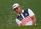 Gary Woodland watches his shot out of a bunker on the second hole during the second round of the Masters golf tournament on Friday, April 9, 2021, in Augusta, Ga. 


